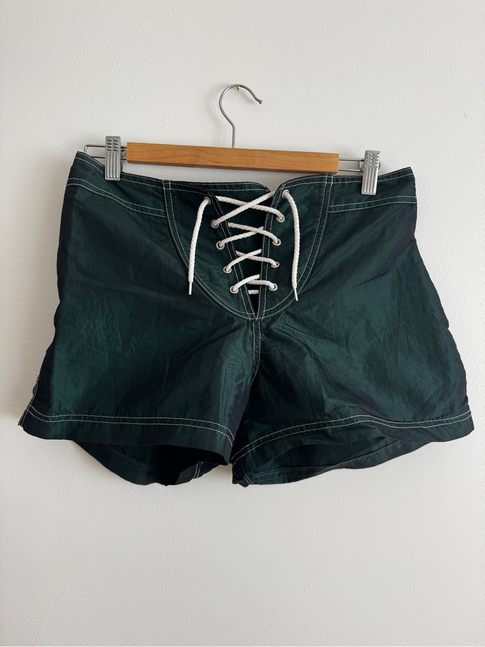 Y2K Lace-Up Dark Green Women's Swim Shorts